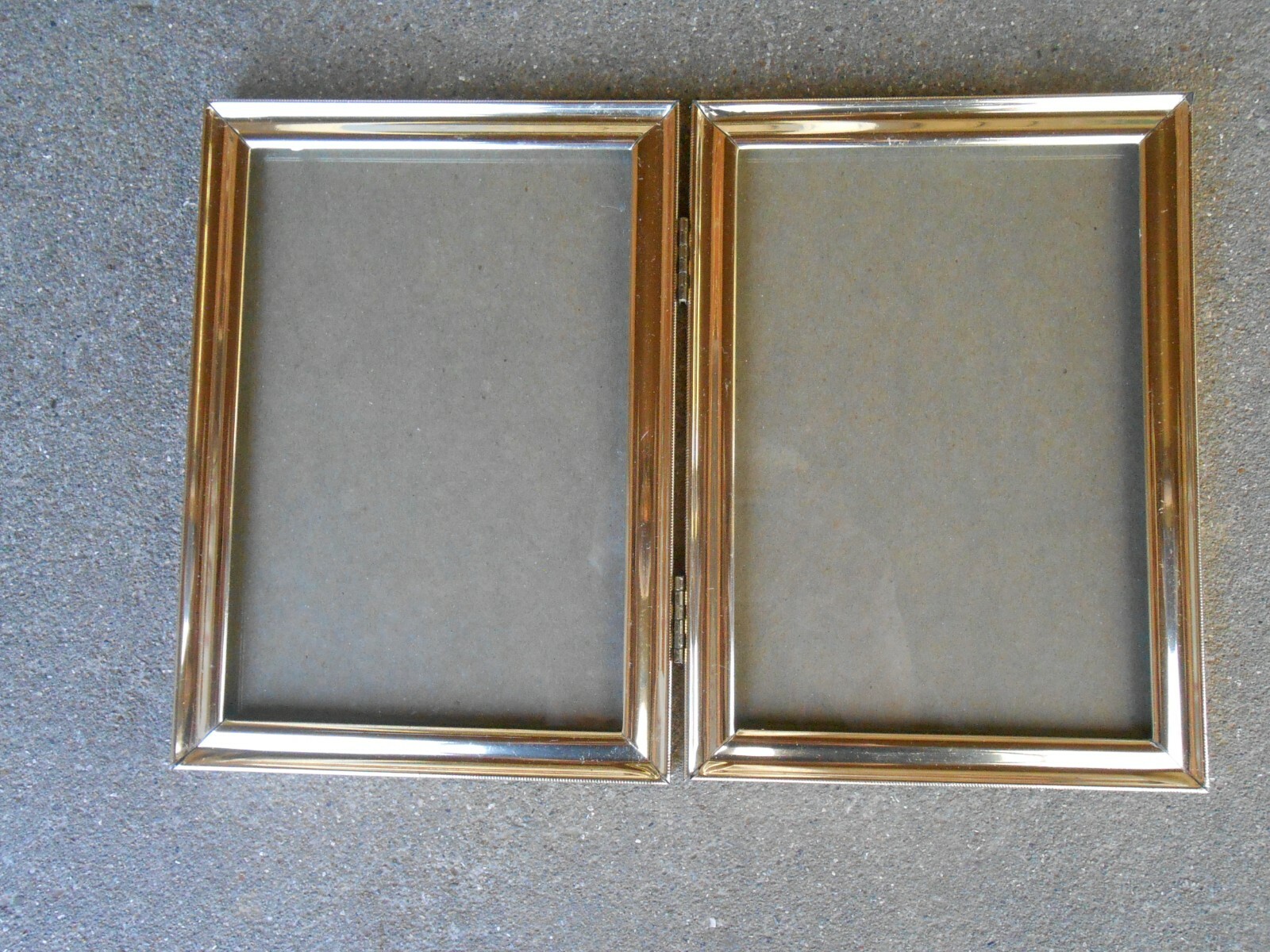 Vintage Gold Metal Bifold Hinged DOUBLE PICTURE FRAME 5x7 Photo | eBay
