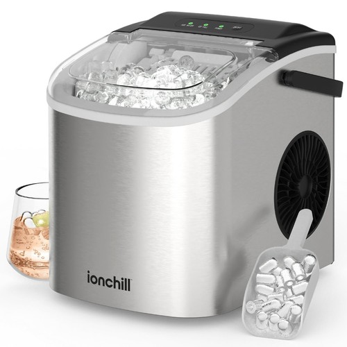 Countertop Ice Maker Machine Portable 26lbs/Day 9 Cubes in 2 Size Self-Cleaning