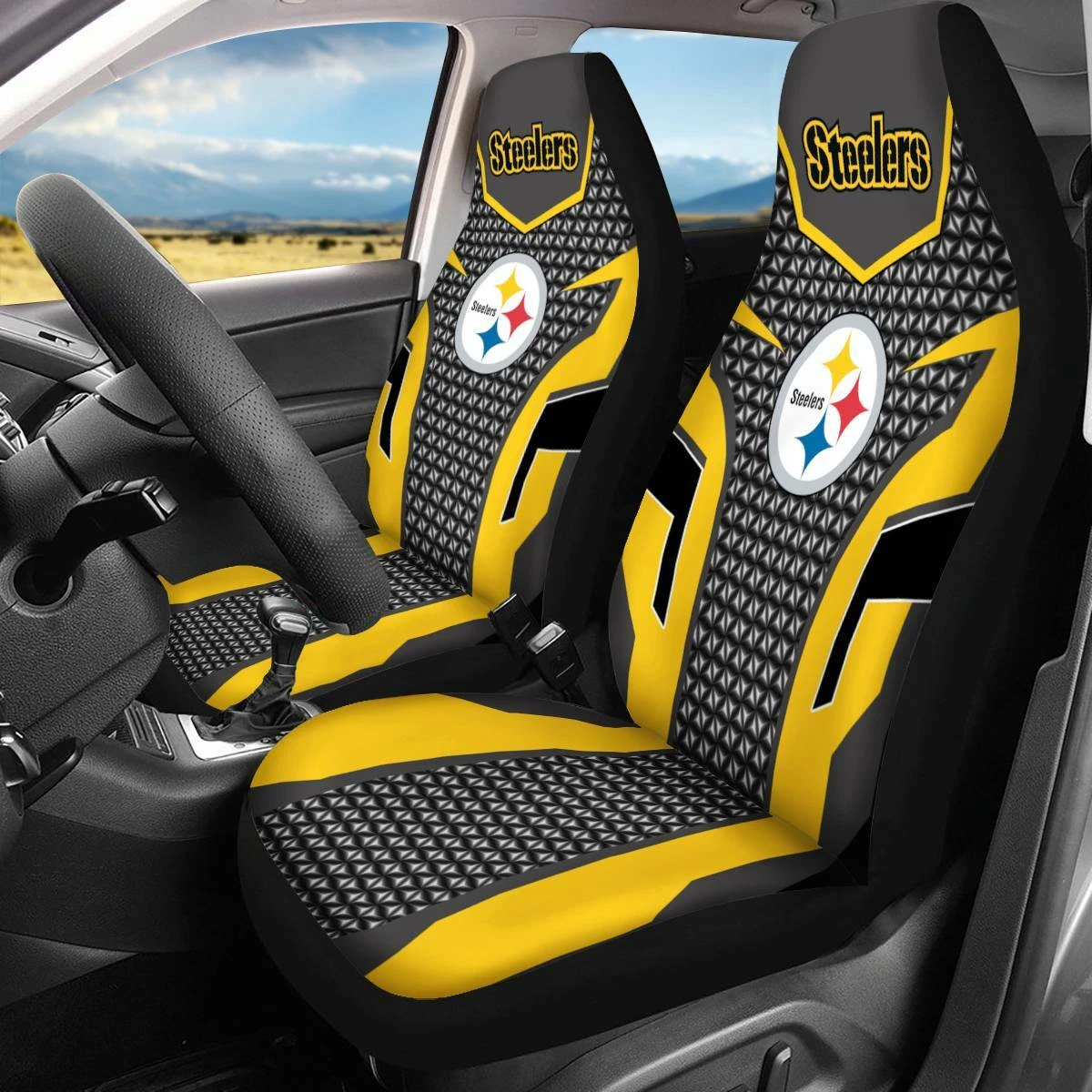 Pittsburgh Steelers Car Seat Covers Set of Two Universal Pickup Seat Protectors