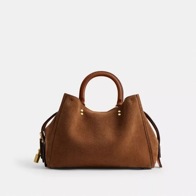 COACH 2WAY レザーバッグ　ブラウン Auth COACH Rogue Bag 31 Brown Suede 2WAY Crossbody Bag CCX24 B4WBR