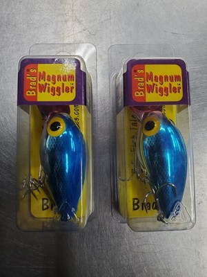 Lot of 2 Brad's Magnum Wiggler Crankbait Trolling Lure Silver/Blue