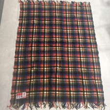 Vtg Lanerossi made in Italy 100 Wool Throw Blanket Multicolor Plaid 51x72