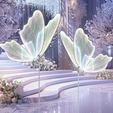 2PC 60cm/23.6in Rainbow White Wedding Butterfly Floor lamp for Wedding Party