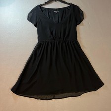 EXPRESS Black, Chiffon v-neck, Flutter Sleeve, Mini Dress, Size S