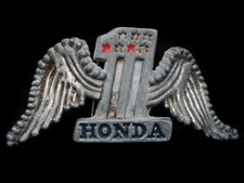 LB05152 VINTAGE 1970s CUT-OUT  HONDA 1  W/ WINGS MOTORCYCLES BELT BUCKLE