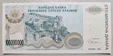 Croatia 100,000,000 Dinara 1993 Unc