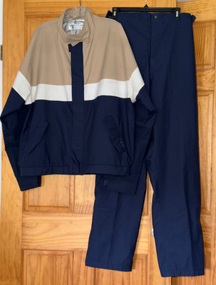 Vintage Tourney Gore-Tex Rain Suit Mens XXL Blue Tan Jacket Pants Set Snow 2XL