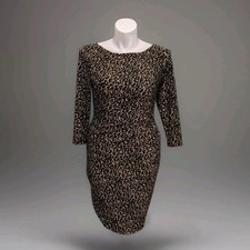  Lauren RALPH LAUREN Cocktail Dress Size 12 Animal Print Ruched Detail