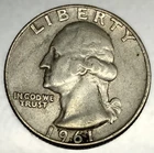 1961-D Washington 90% Silver Quarter VF Very Fine Condition 25c US Coin -3858
