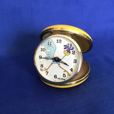 1970 Vintage Road Runner Travel Alarm Clock Seth Thomas Mechanical Japan Works