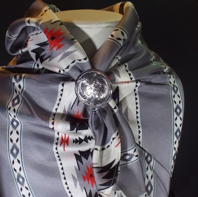 Wild Rag, Cowboy Scarf Wild Rag, Scarf, Bandana, 34'',  BOLDER Gray Astec design