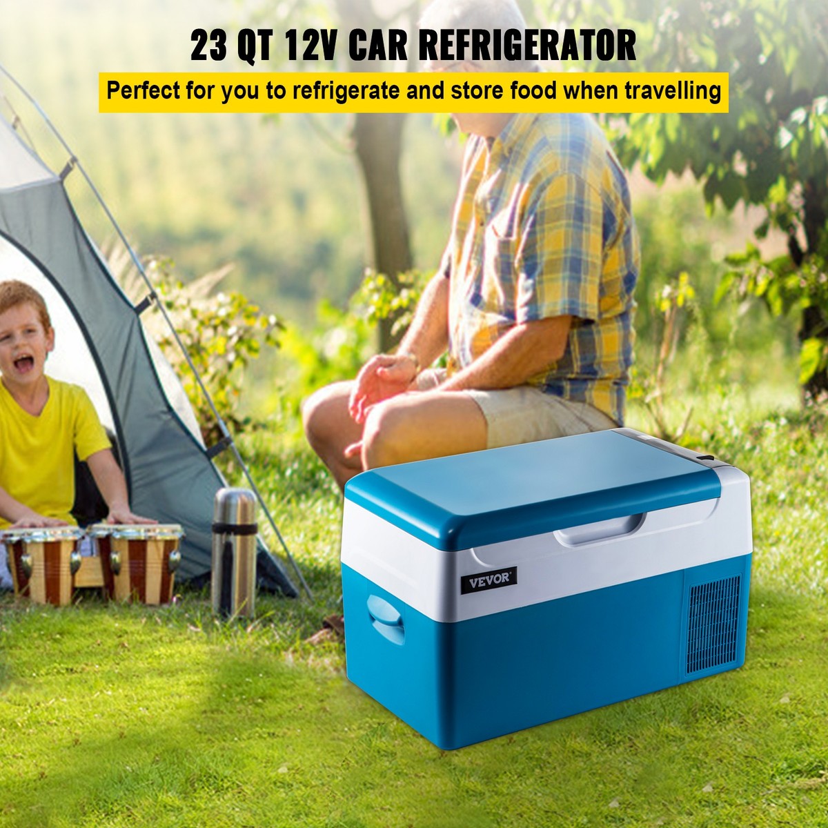 Acheter Nouveau Mini Réfrigérateur De Voiture Portable Refroidisseur 7,5 L 12 V Mini Réfrigérateur De Voiture Refroidisseur Et Réchauffeur Pour Camping Voyage Bleu + Blanc