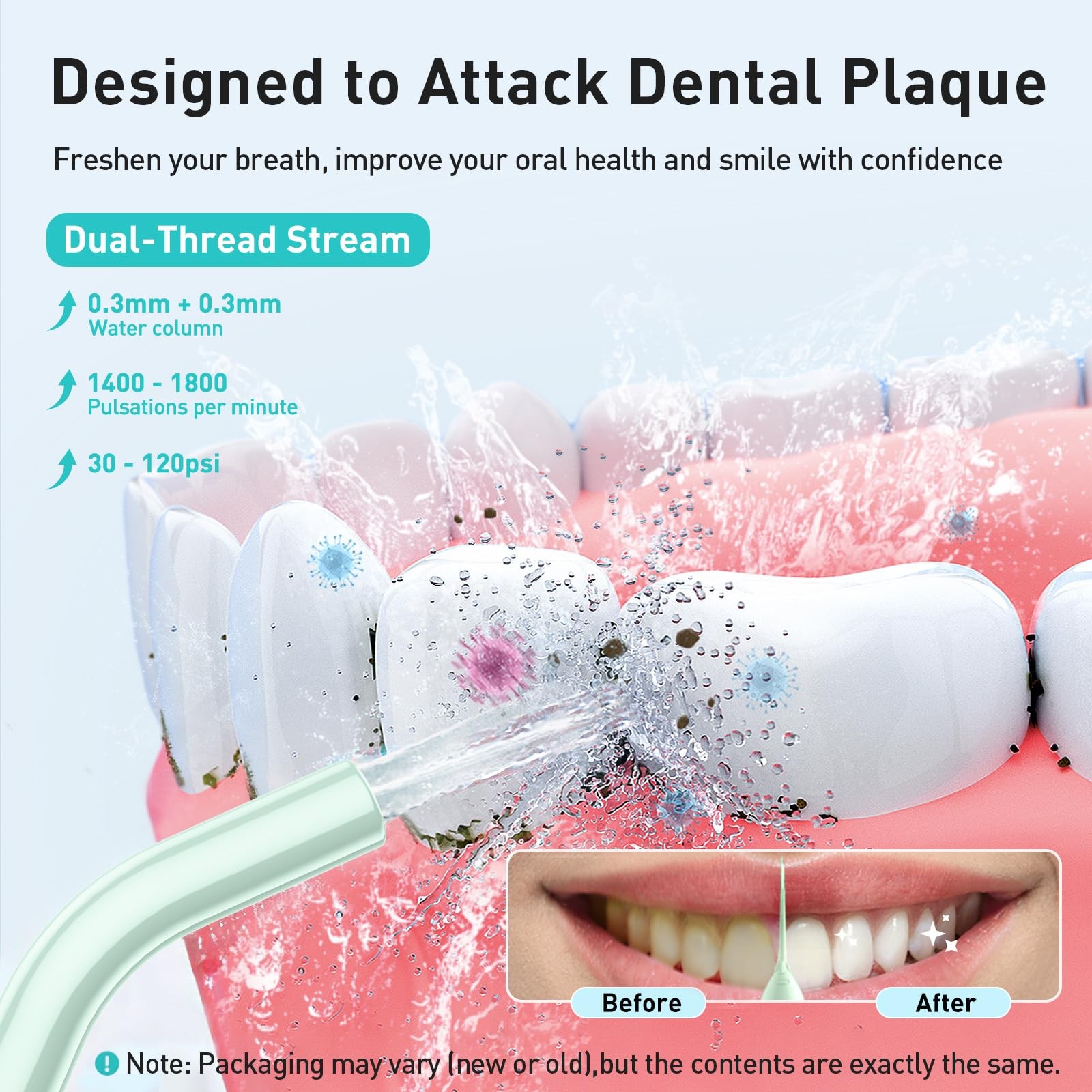 COSLUS Water Dental Flosser Teeth Pick Portable Cordless Oral Irrigator 300ML...