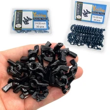 30 PCS 1/4-20 Inch Wingnuts, Quality Carbon Steel Wing Nuts Black Zinc Plated Fa
