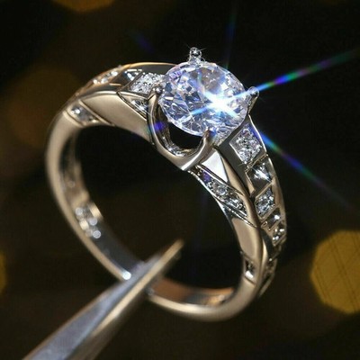 2.30 Ct Round Cut Moissanite Solitaire Engagement Ring In 14K White Gold Plated