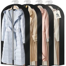 4 pack 60" Clear Garment Bags for Hanging Clothes, Suit Bags for Closet Stora...
