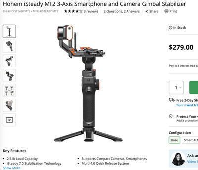 Hohem iSteady MT2 3-Axis Smartphone and Camera Gimbal Stabilizer 