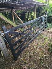 Black Painted Wooden & Metal Driveway Gate Double Swing, Hinges Included.