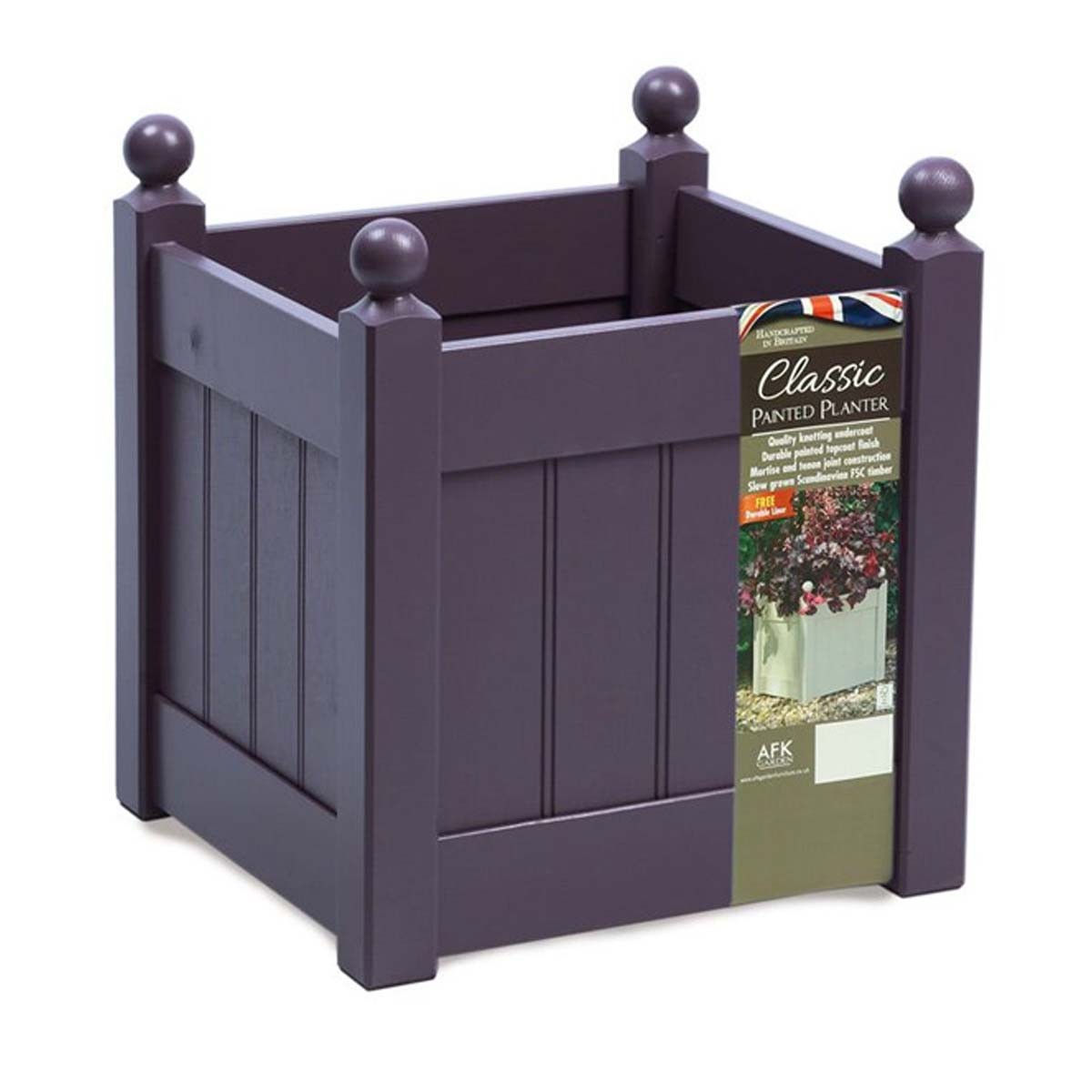 AFK Wooden Classic Planter Plant Box Flower Pot - 15in, Lavender