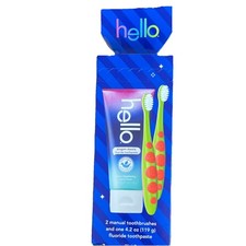 hello Dragon Dazzle Blue Raspberry Fluoride Toothpaste 4.2 oz 2 Toothbrushes