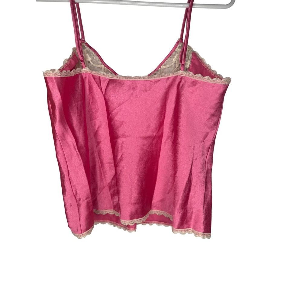 Vintage Valentino Camisole Medium Pink Cream Lace Trim Slip Tank Top Polyester - Image 4 of 4