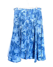 Vintage Gloria Vanderbilt Button Front Printed Denim Midi Skirt, Pockets Sz 12
