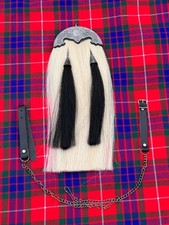Scottish Antique Long Horse Hair Kilt Sporran with Chain & Belt - 100% Original