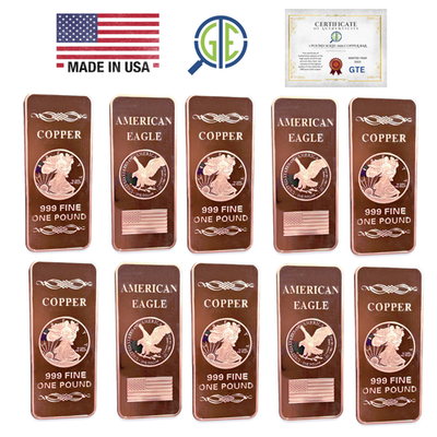 #ad #ad 10 LB .999 Fine Copper Bullion Bar Elemental Design Stamped Cu Symbol Ten Pound $195.99