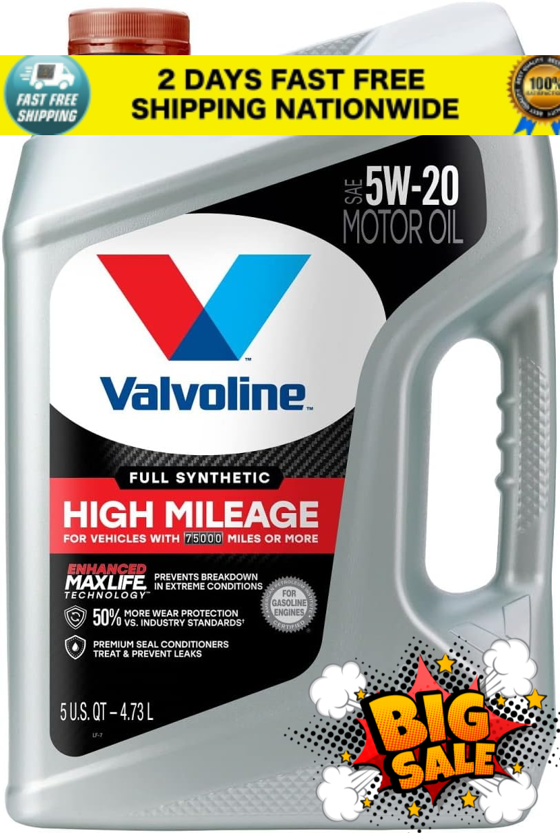 Valvoline Full Synthetic High Mileage MaxLife Technology SAE 5W-20 Motor Oil 5QT