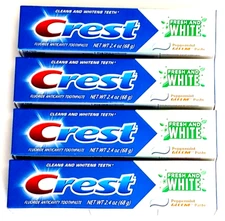 4 X CREST Fresh and White PEPPERMINT GLEEM Toothpaste 2.4 oz  EXP2026
