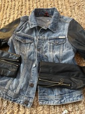 Maison Scotch Denim And Leather Jacket Vgc Size 1 Rare Designer Item
