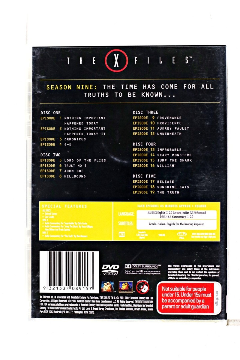 X-Files, the : Season 9 (DVD 2001) 9321337089157| eBay