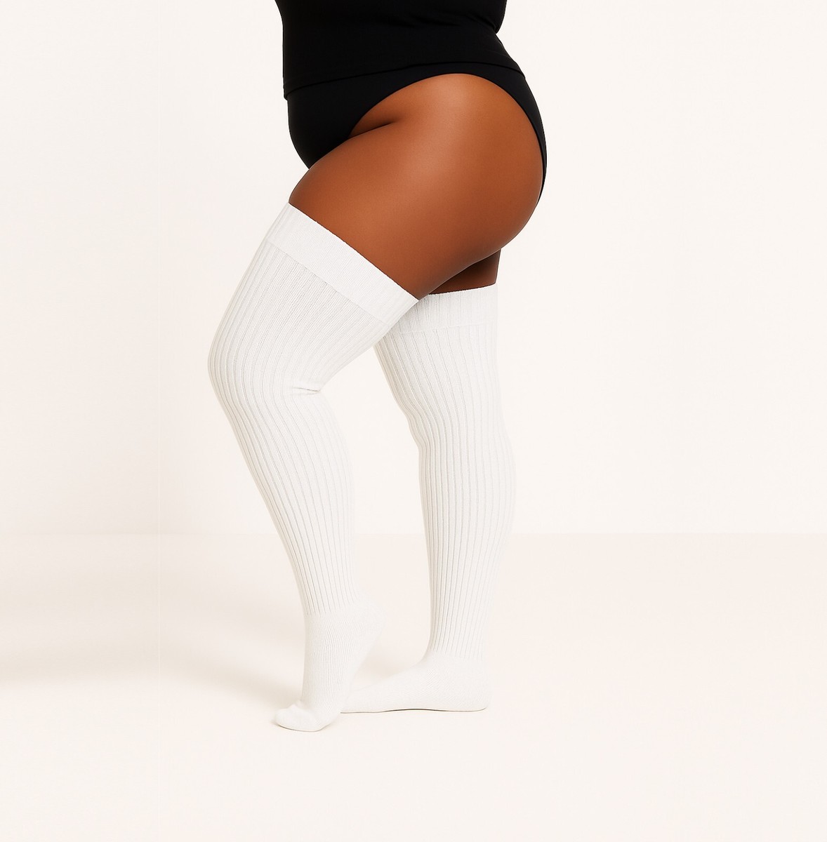 PLUS SIZE Thigh High Socks, Plus Size White Leg Warmers, Sweater