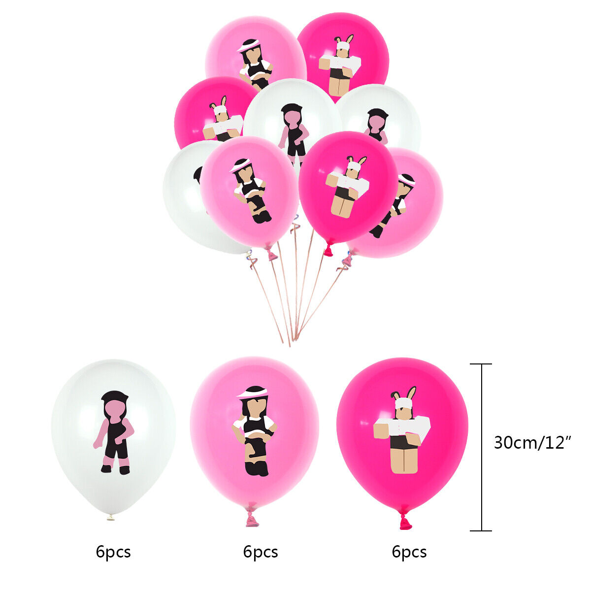 Roblox Latex Balloons x10 Colour Printing Helium Girl Pink Noob Gaming Blox