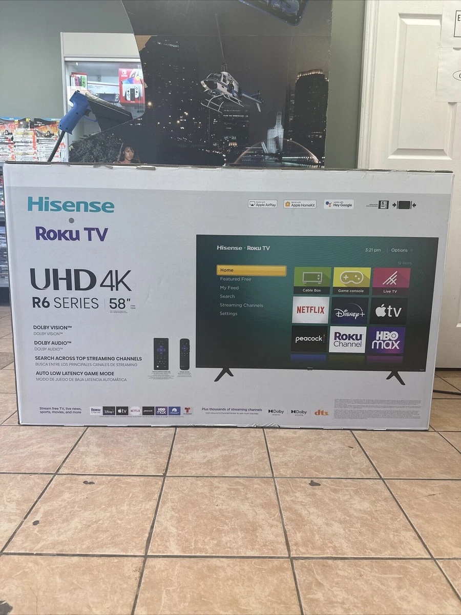 Hisense 58 Class 4K UHD LED LCD Roku Smart TV HDR R6 Series, 40 OFF