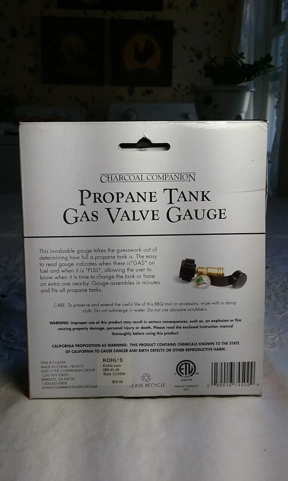木炭伴侣丙烷罐气阀量规 CC4509 全新未拆封 — 第 2/4 张图片