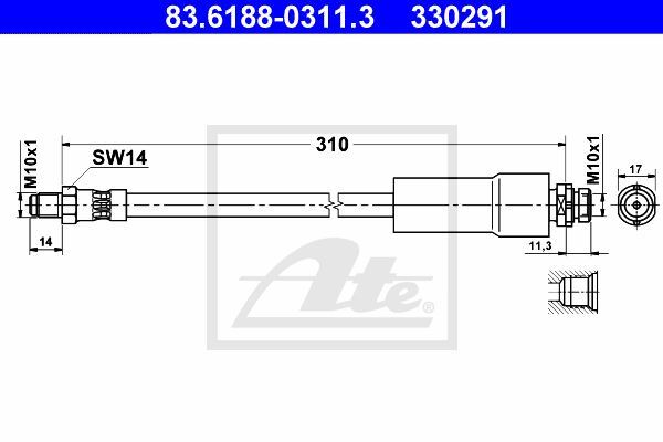 Flexible de frein hydraulique Ford Scorpio II 2.5 TD et 2.0 I 16V