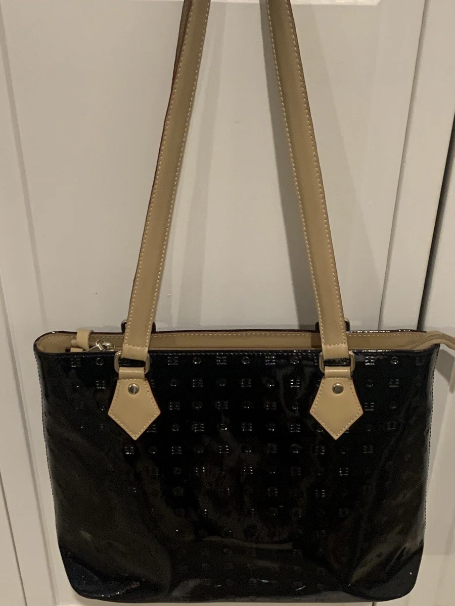 Arcadia Genuine Black Patent Leather Shoulder Bag Purse Made in Italy