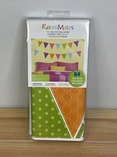 2x RoomMates Patterned Pennants Flags Peel & Stick Wall Decals Pink Purple Green