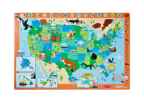 Melissa & Doug National Parks USA Map Floor Puzzle 45 Jumbo Animal Shaped Pieces
