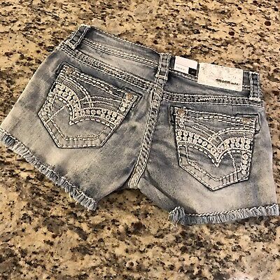 NWT Grace in LA Jean Denim shorts Size 25 Embroidered Front & Back Orig $49 