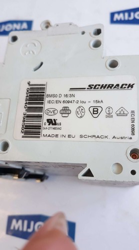 Interruptor de circuito SCHRACK D 16 3N 4 POL BM019816 BMS0 D 16/3N - Imagen 3 de 11