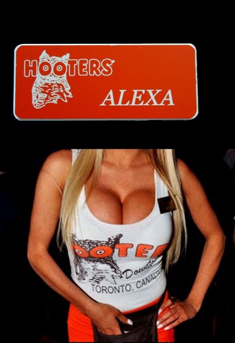 Hooters Uniform Alexa Name Tag Pin Back Dress Up Role Play Costume Accessory