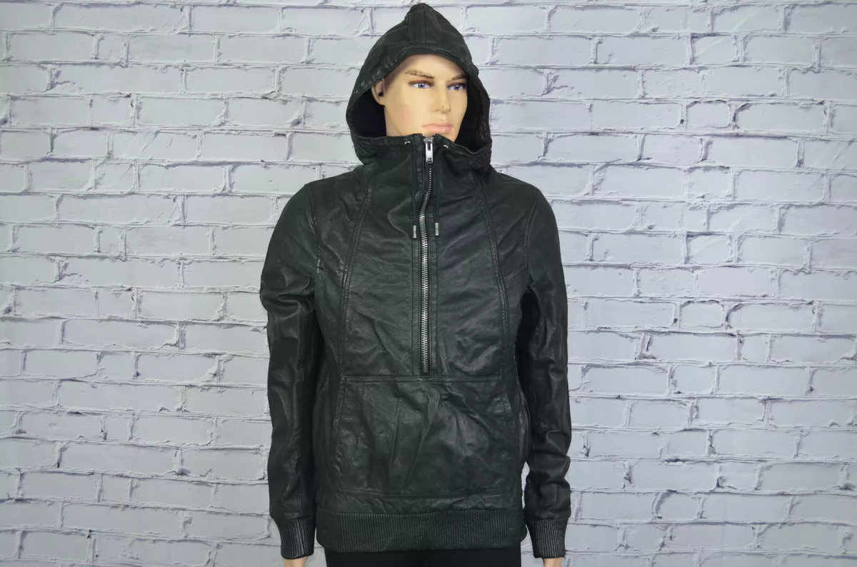Leather motorcycle hot sale jacket with hoodie
