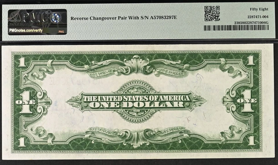 1923 $1 Silver Certificate PMG 58EPQ Reverse Changeover Fr 237 Fr 238 - Image 3 of 4