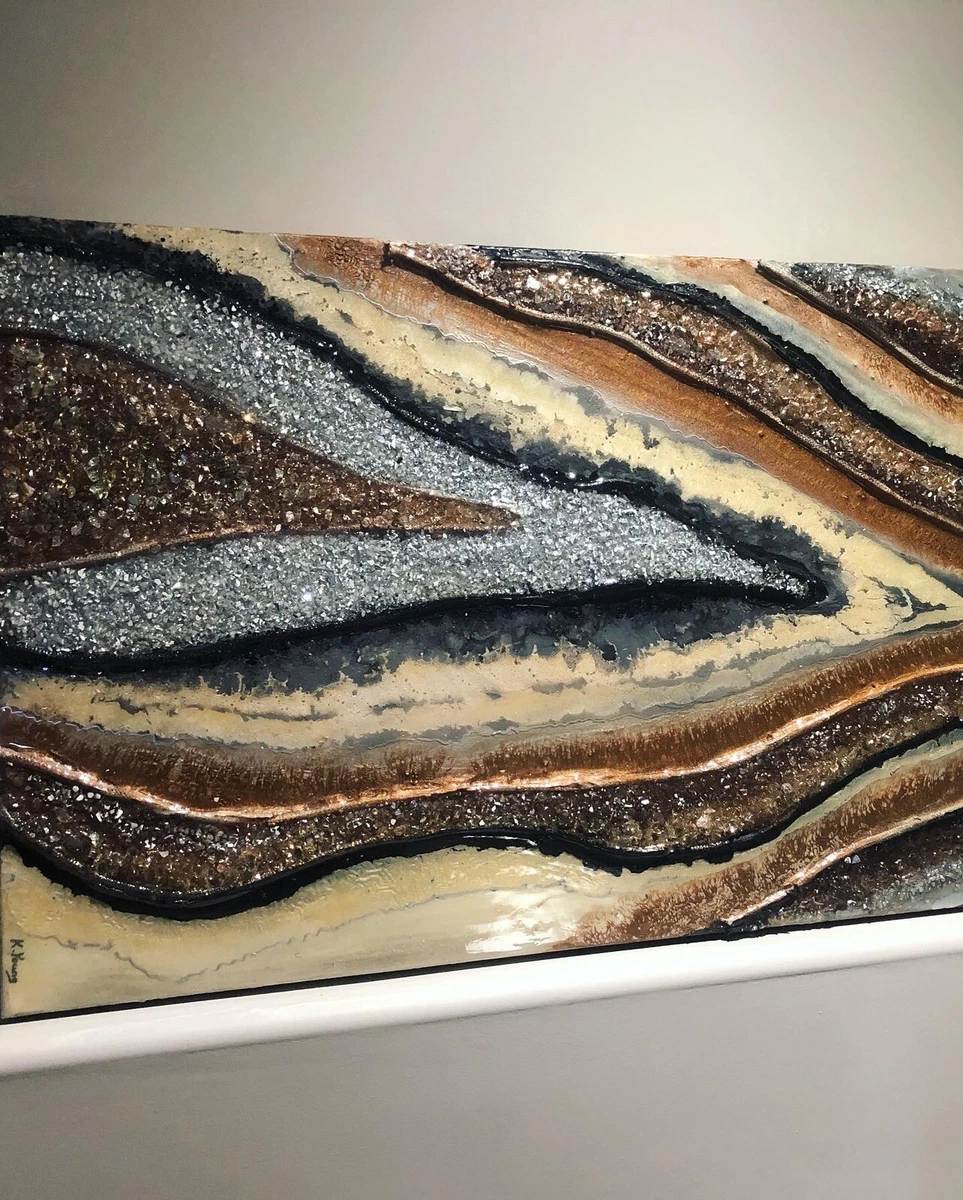 Beautiful Canvas Resin Art  Geode Amazing Grace Wall Art Home Decor Original