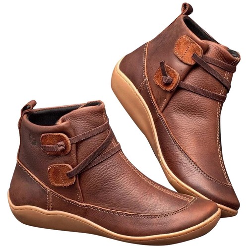 Women's Vintage Ankle Boots Arch Support Shoes For Women With Side Zipper Flat - Picture 3 of 23