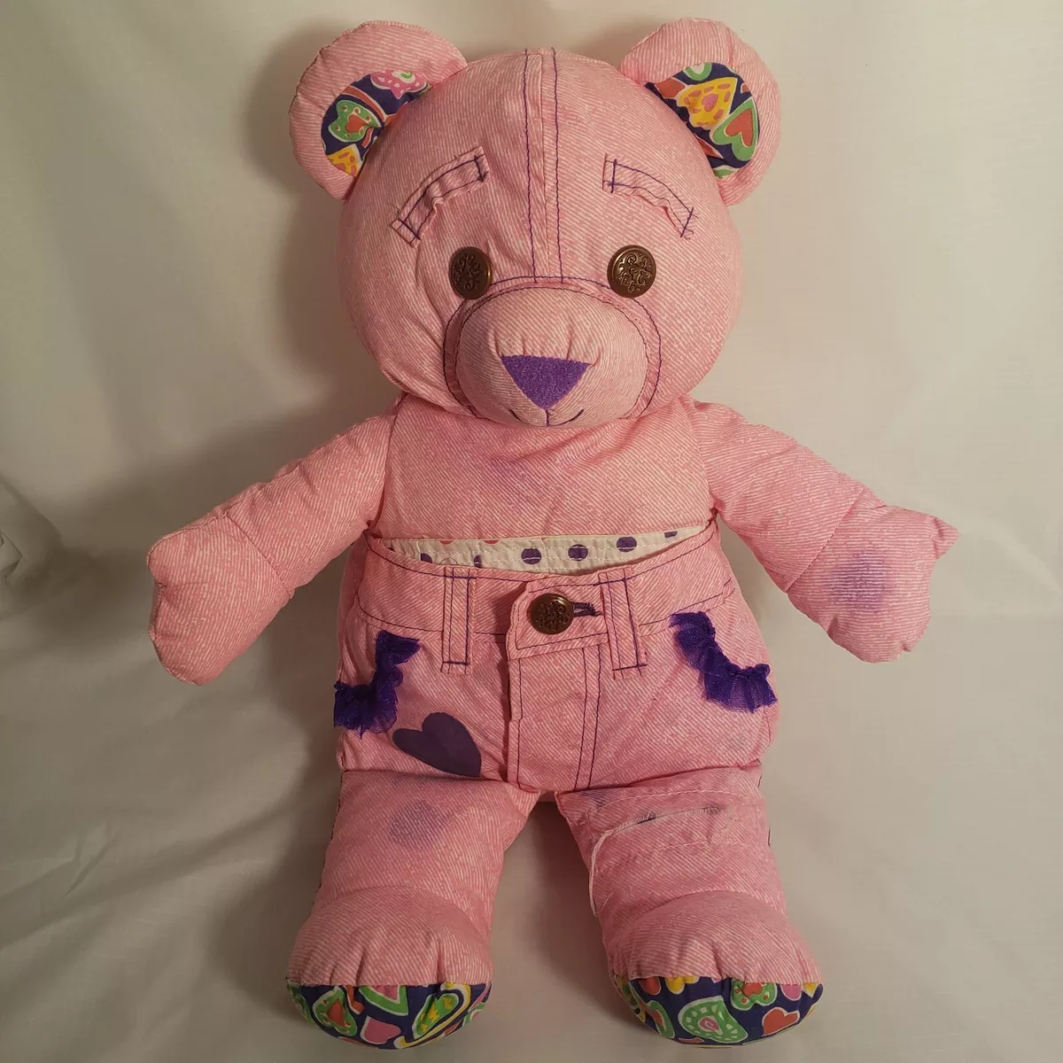 Doodle Bear Plush Teddy Pink Purple Tyco 90s vintage