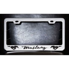 Mustang Custom Made Chrome Metal License Plate Frame Screw Caps Style 2 Mustang Custom Made Chrome Metal License Plate Frame Screw Caps Style 2