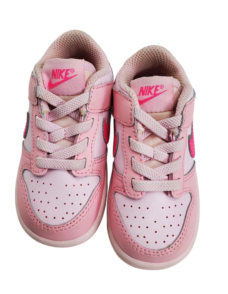 Nike Dunk Low GS Toddler Size 6C Triple Pink Athletic Leather Shoes Sneakers - Image 2 of 4